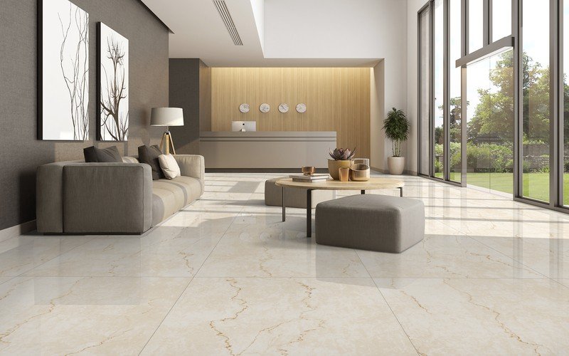 Refreshing reflections of high gloss porcelain floor tiles